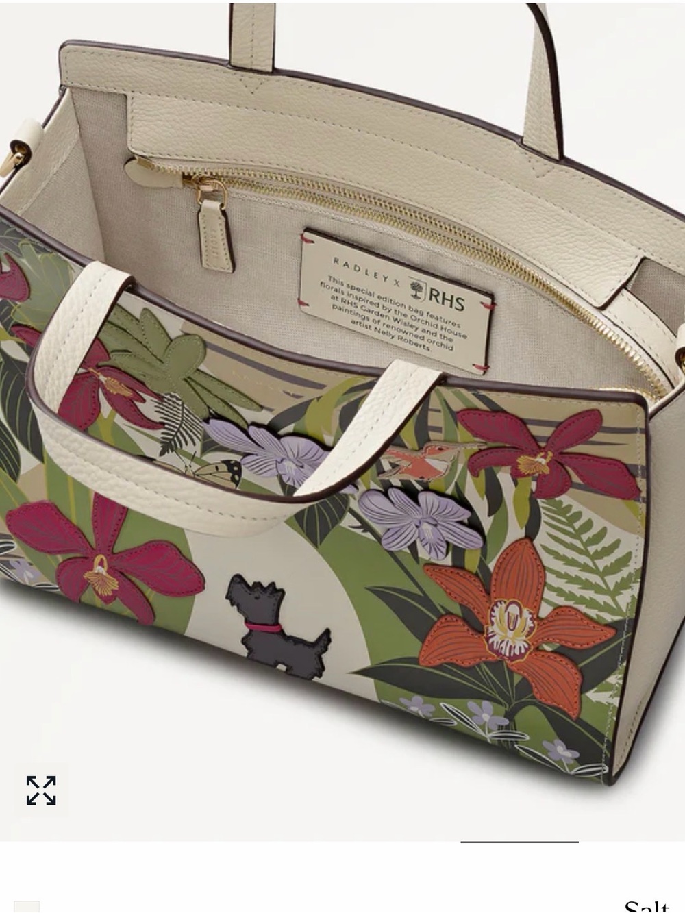 Radley London Botanical Appliqué Tote in Cream and Green. Collectible - Picture 10 of 14